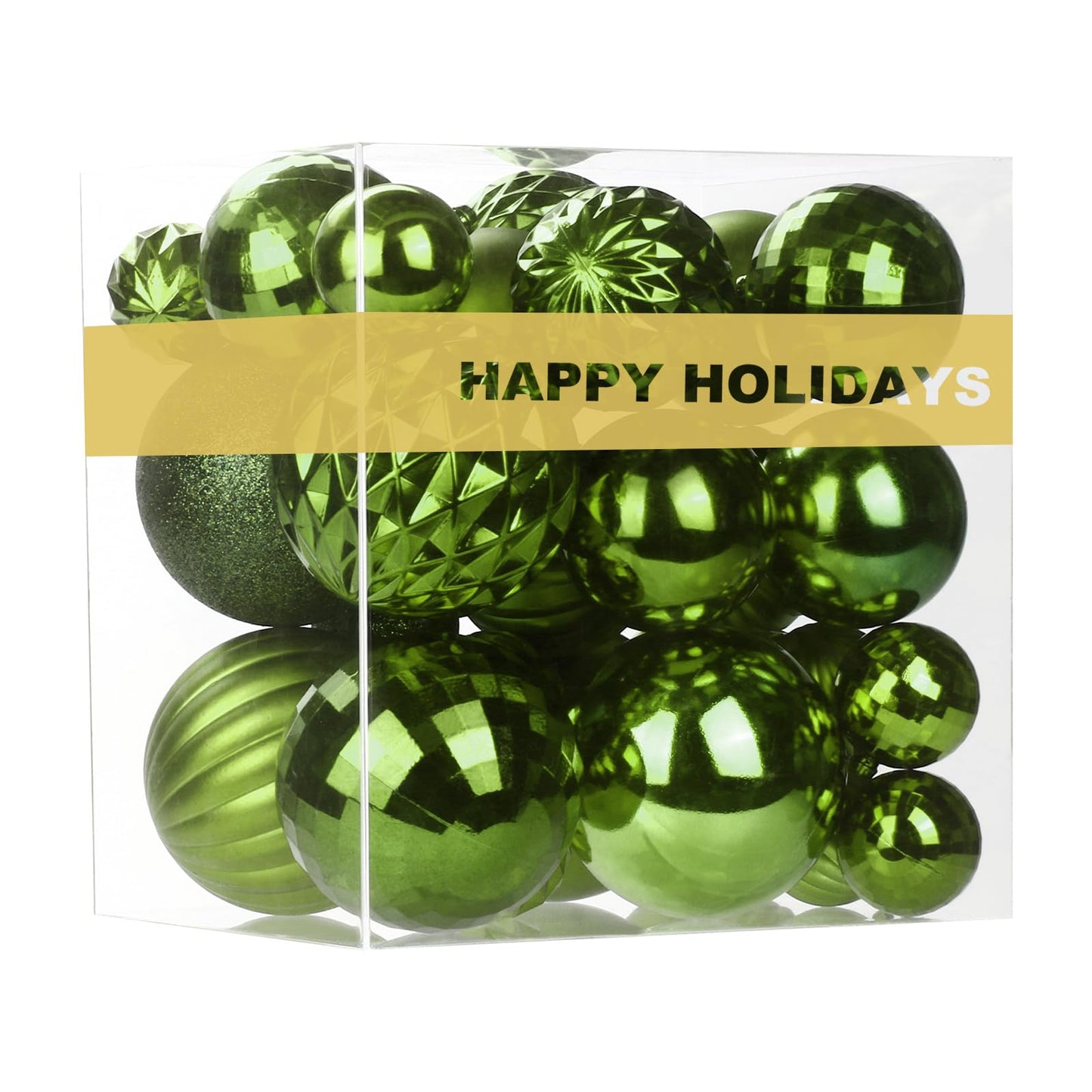 Lime Green Christmas Ornaments - Christmas Tree Decorations Shatterproof Hanging Balls for Birthday St. Patrick's Day Easter Mardi Gras Wedding Decorations Set of 36pcs, Multi-Sizes(1.6",2.5",3.2")