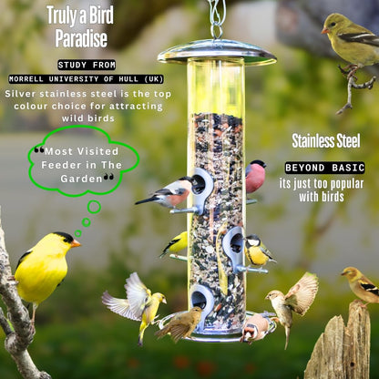 HEAVY DUTY stainless steel metal bird feeder, easy clean garden bird seed feeders hanging, bird feeders for small birds, bird feeders hanging for wild bird, hanging bird feeder for backyard BY PROVIDE