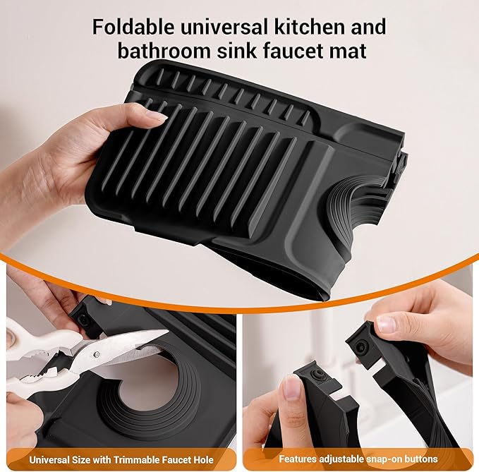 Faucet Mat for Kitchen Sink, 17.7"X5.5" Silicone Sink Splash Guard
