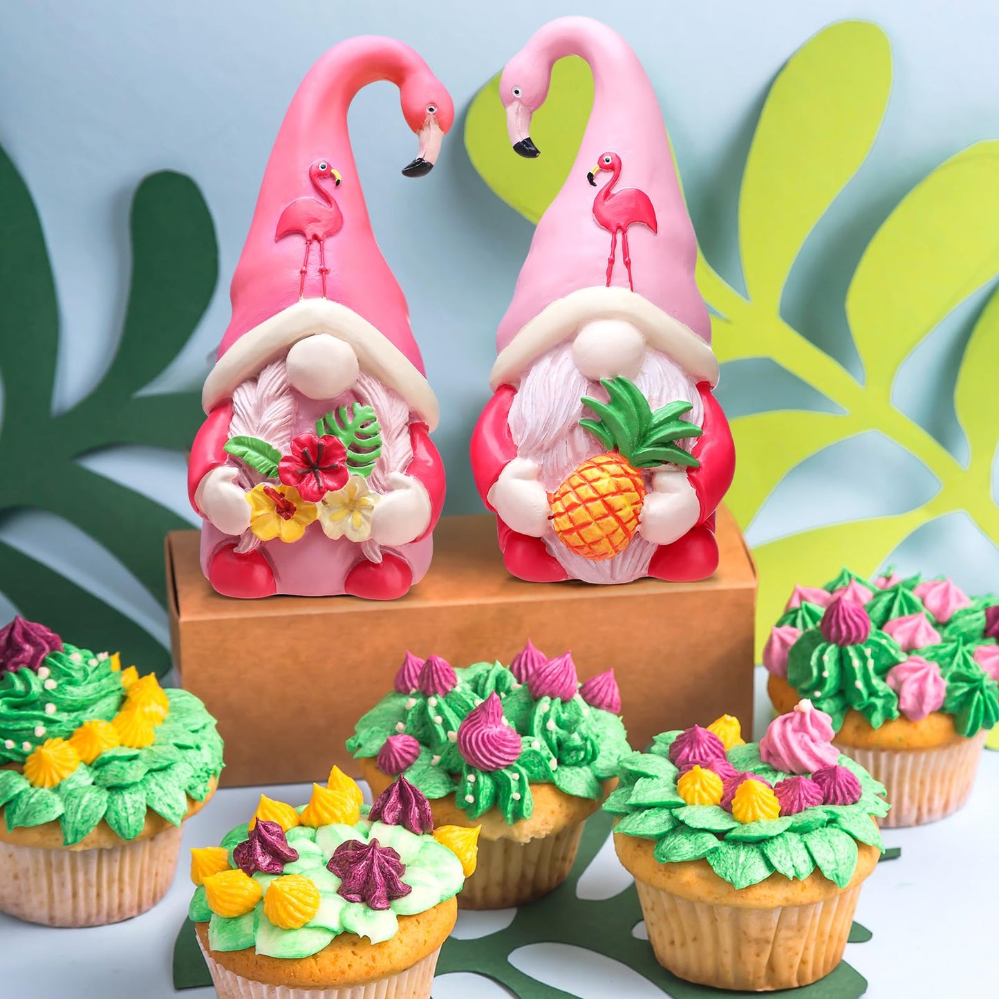 Shappy 2 Pcs Flamingo Gnomes Decor Summer Gnomes Decor Beach Tropical Tiered Tray Kitchen Table Home Decoration Small Statue Flamingo Lovers Gifts Summer Christmas Decorations for Home