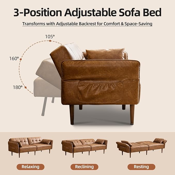 HALLYBEE 85” Futon Sofa Bed, Sleeper Sofa, Small Couch