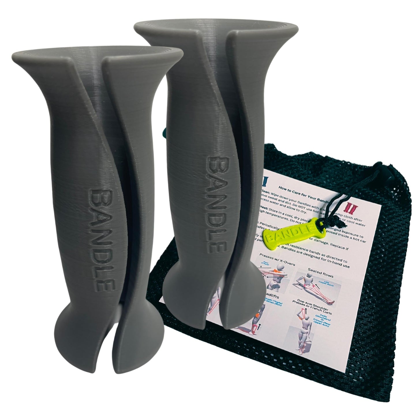 Bandles™ - True Ergonomic Resistance Band Handles | Unleash the Full Potential of Pain-Free, Full-Body Workouts | Durable & Comfortable for High-Intensity Training (2 Handles) (Steel Gray, Standard)