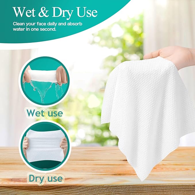Soft Disposable Face Towel, Cotton Facial Dry Wipes 100 Count, Cotton Dry Wipes