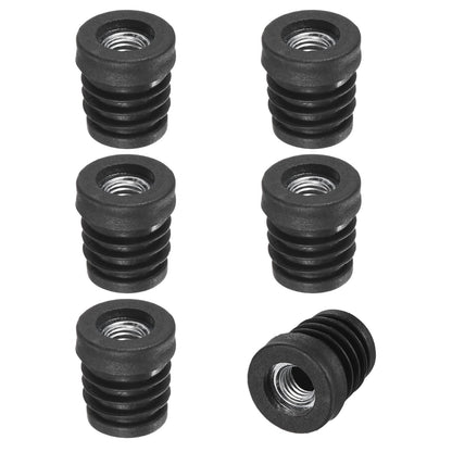 M METERXITY 6-Pack Inserts for Round Tubes with M8 Thread, 3/4" (19mm) OD Plastic Tube Insert for Chair/Table/Caster, Tubing End Cap Floor Protectors Metal Furniture Legs Glide Plug