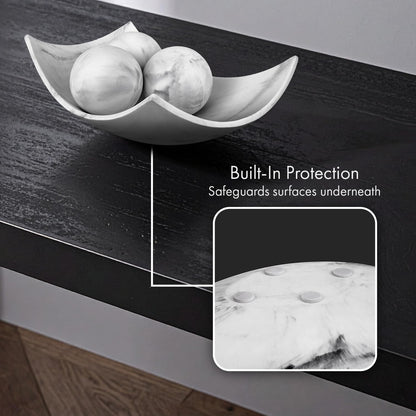 Creative Scents Marble Look Decorative Bowl with matching Set of 8 Balls for Coffee Table Centerpiece, Dining Table, Living Room