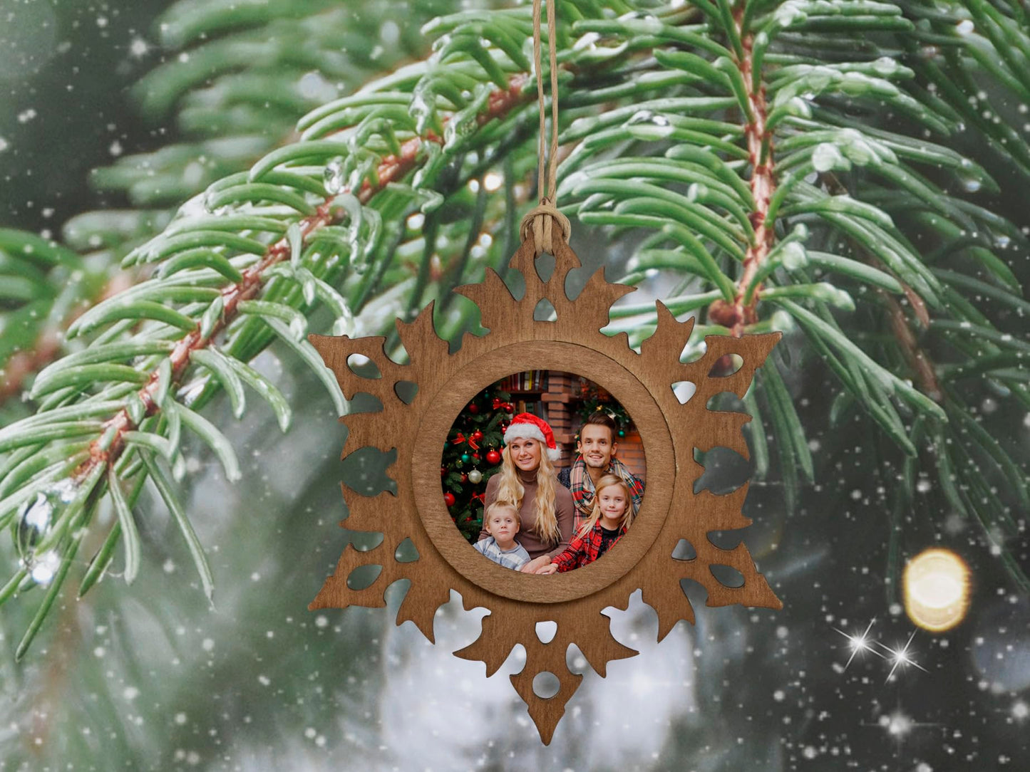 FINE PHOTO GIFTS Wood Snowflake 1.5" Photo Ornament - Pack of 100