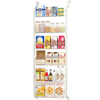 MIAOLI Over The Door Pantry Organizers and Storage, 6-Tier Spice Rack, Home & Kitchen Storage Shelves for Cabinet, Large Capacity Hanging Seasoning Organizer, Laundry Room Organization, Black