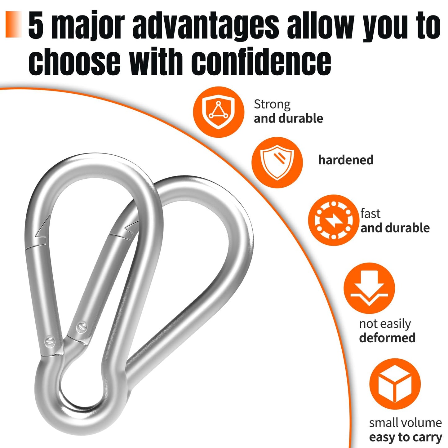 Carabiner 3.12 Inch Spring Snap Hook, 16pcs M8 5/16 Inch Spring Snap Hook Quick Link for Camping Hiking, 500LBS Holding Capacity Heavy Duty Steel Carabiner Clip Buckle for Hammock Swing Fitness