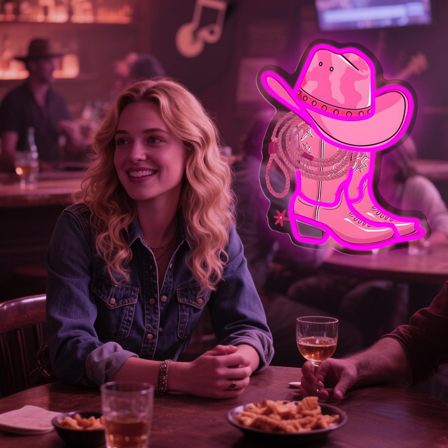 Cowboy Boot with Hat Lasso Neon Signs for Wall Decor, Led Pink Cowgirl Boot Neon Sign, Aesthetic Western Wall Art, Cowboy LED Sign for Room Bedroom Party Bar Decor Birthday Christmas Gifts (Pink)