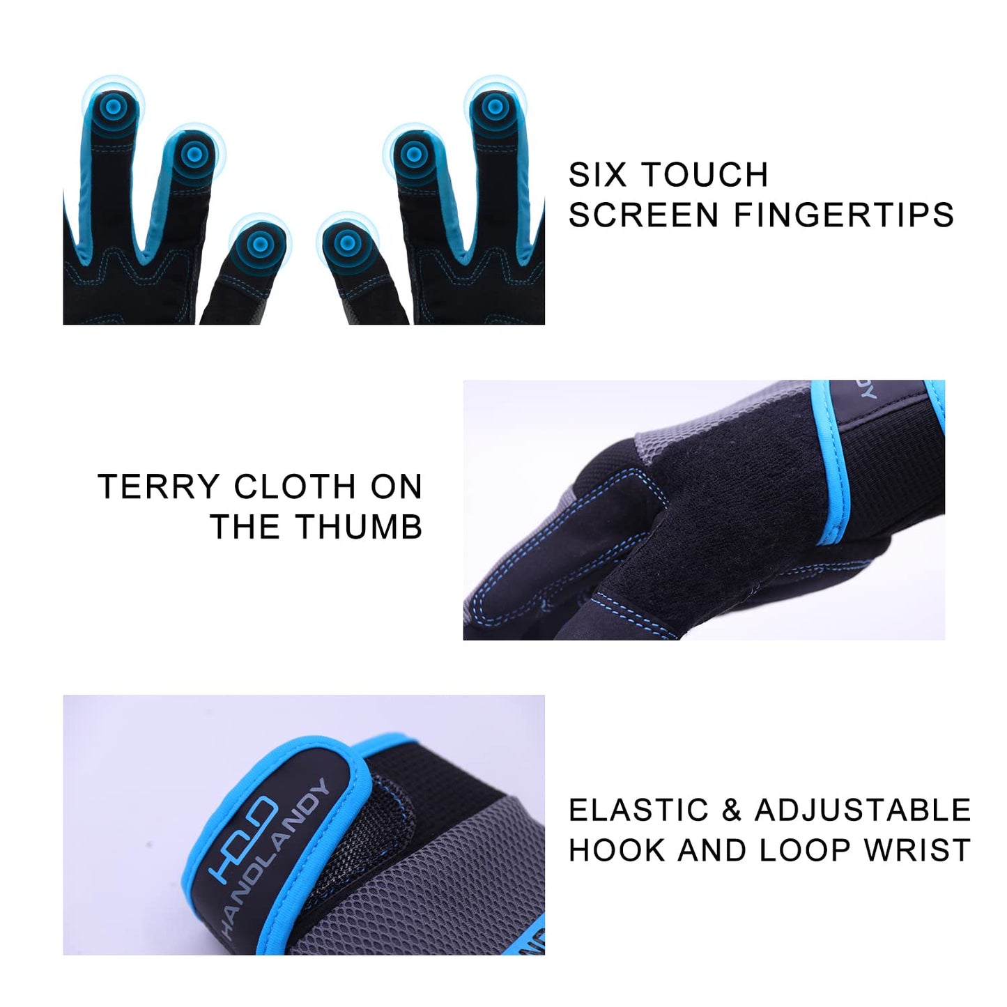 AIGEVTURE Work Gloves - Touchscreen, Utility, Mechanic, Lightweight Blue XL