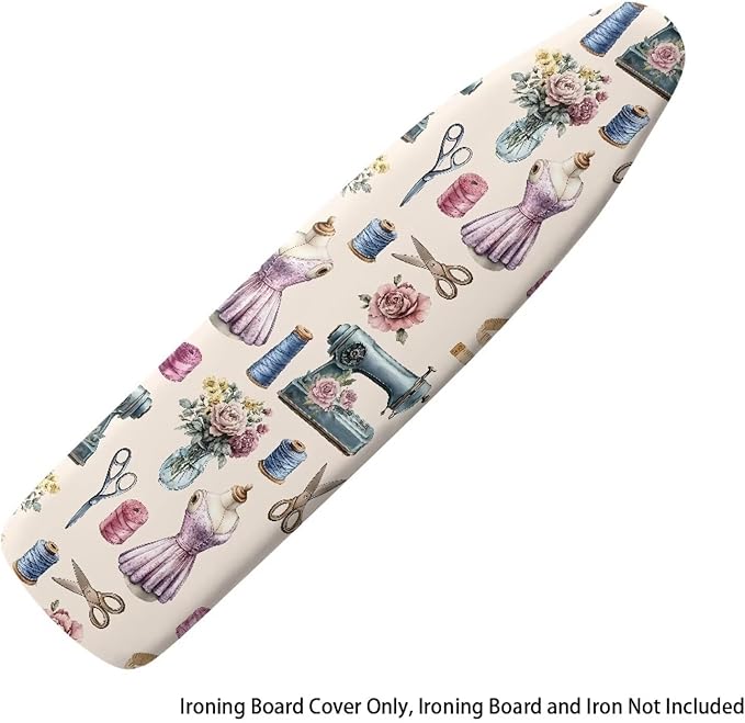 Sprowallow Flowers Ironing Board Cover Standard Size Silicone Coated 15x54 inch
