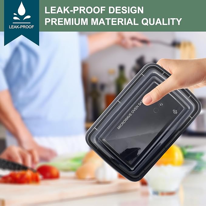 50 Pack Meal Prep Containers 38 oz, Leakproof To Go Food Containers, Disposable