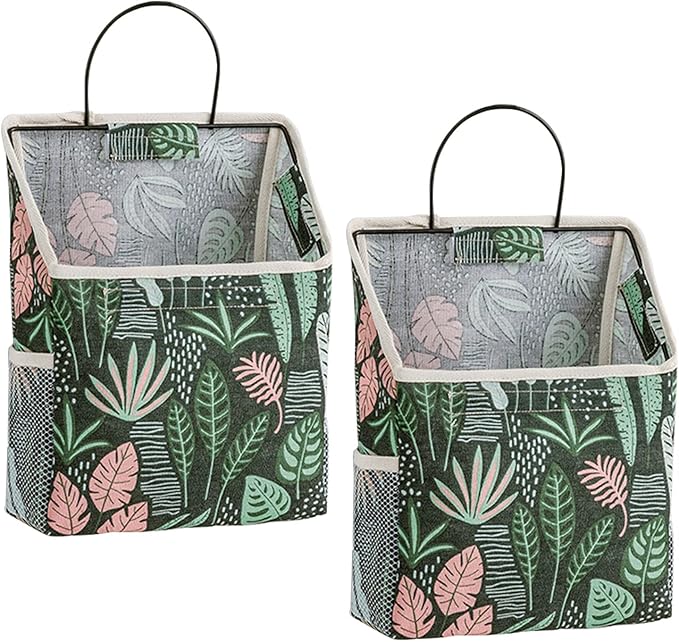 2 Pcs Wall-hanging Storage Bags, Desktop Organizer Basket Cotton Linen Hanging