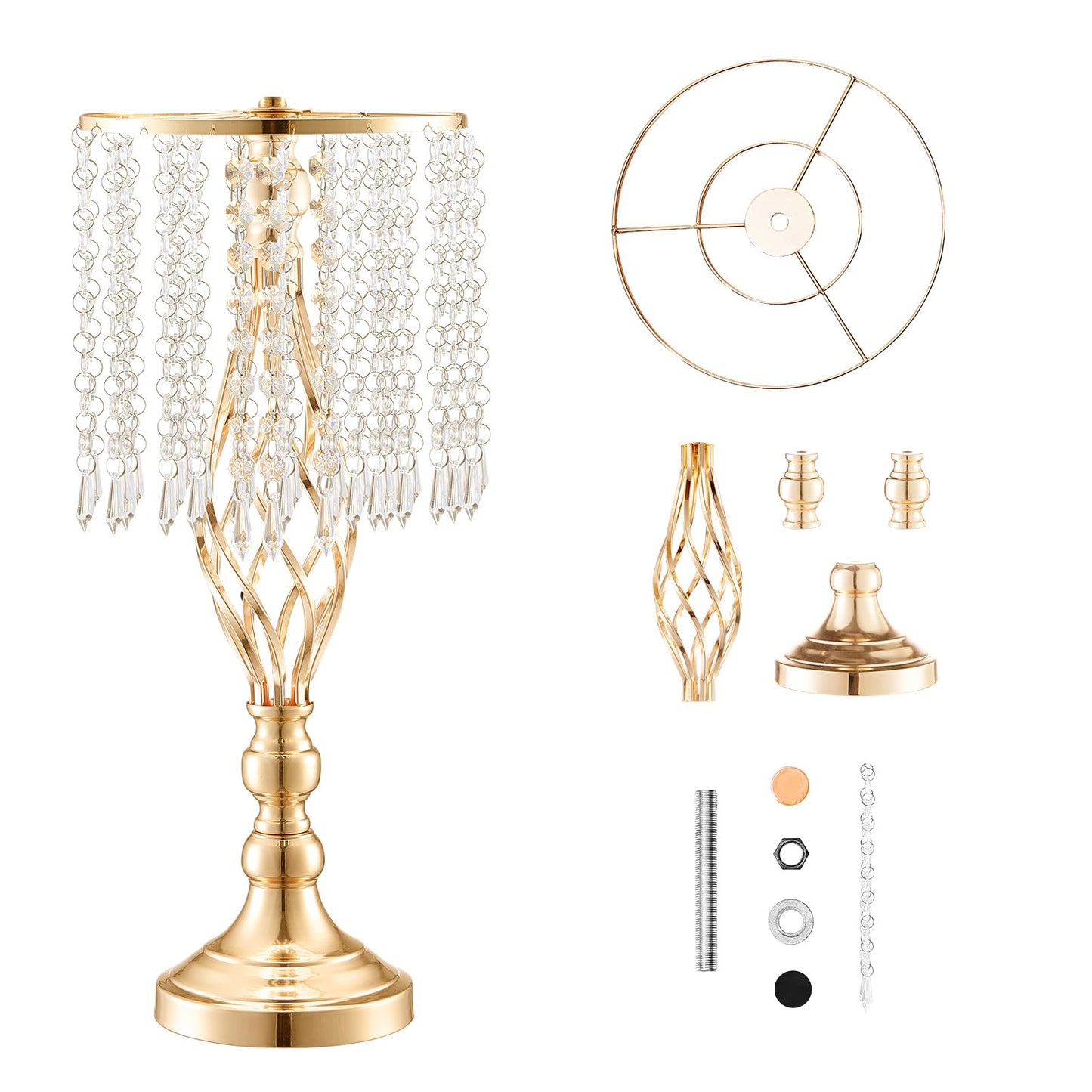 VEVOR Metal Wedding Centerpiece Gold,Crystal,12PCS 49cm/19.3”