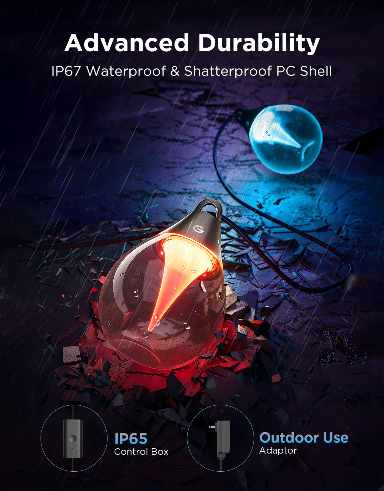Govee Clear Bulb Outdoor String Lights 144ft, RGBWIC Smart Outdoor Lights with 45 Dimmable LED Bulbs, 111 Scene Modes, IP67 Waterproof & Shatterproof, Works with Alexa, Google & Matter for Patio