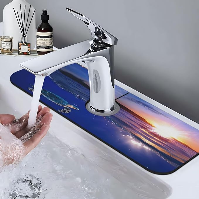 Sea turtle Kitchen sink faucet pad, strong water absorption, anti slip