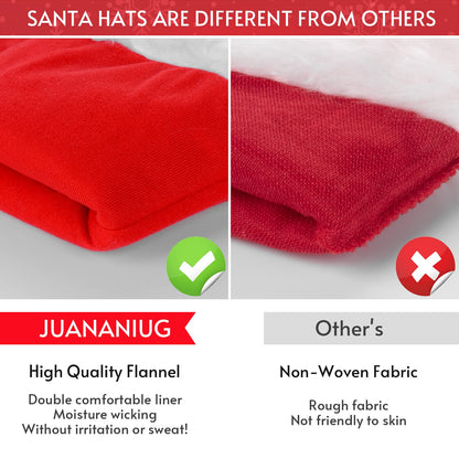 JUANANIUG Christmas Santa Hat Adult: Xmas Holiday Hat for Women and Men - Extra Thicken Classic Fur for Christmas New Year Festive Holiday Party Supplies