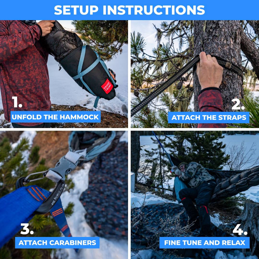 GRAND TRUNK Evolution 20 Down Hammock – Cold Weather Hammock with Integrated Sleeping Bag & Underquilt, 20°F Rated, Lightweight Camping & Backpacking Hammock