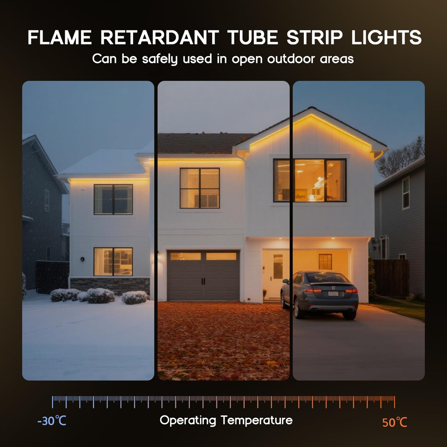 VOEWT LED Neon Lights Warm White 3000K,98.4ft 110-120V LED Strip Lights,Flexible Outdoor Waterproof Neon Rope Lights for Bedroom,Cabinet,Kitchen,Living Room,Mirror,Halloween Decor