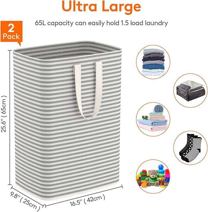 Lifewit 2 Pack Laundry Hamper Large Collapsible Laundry Baskets, Freestanding