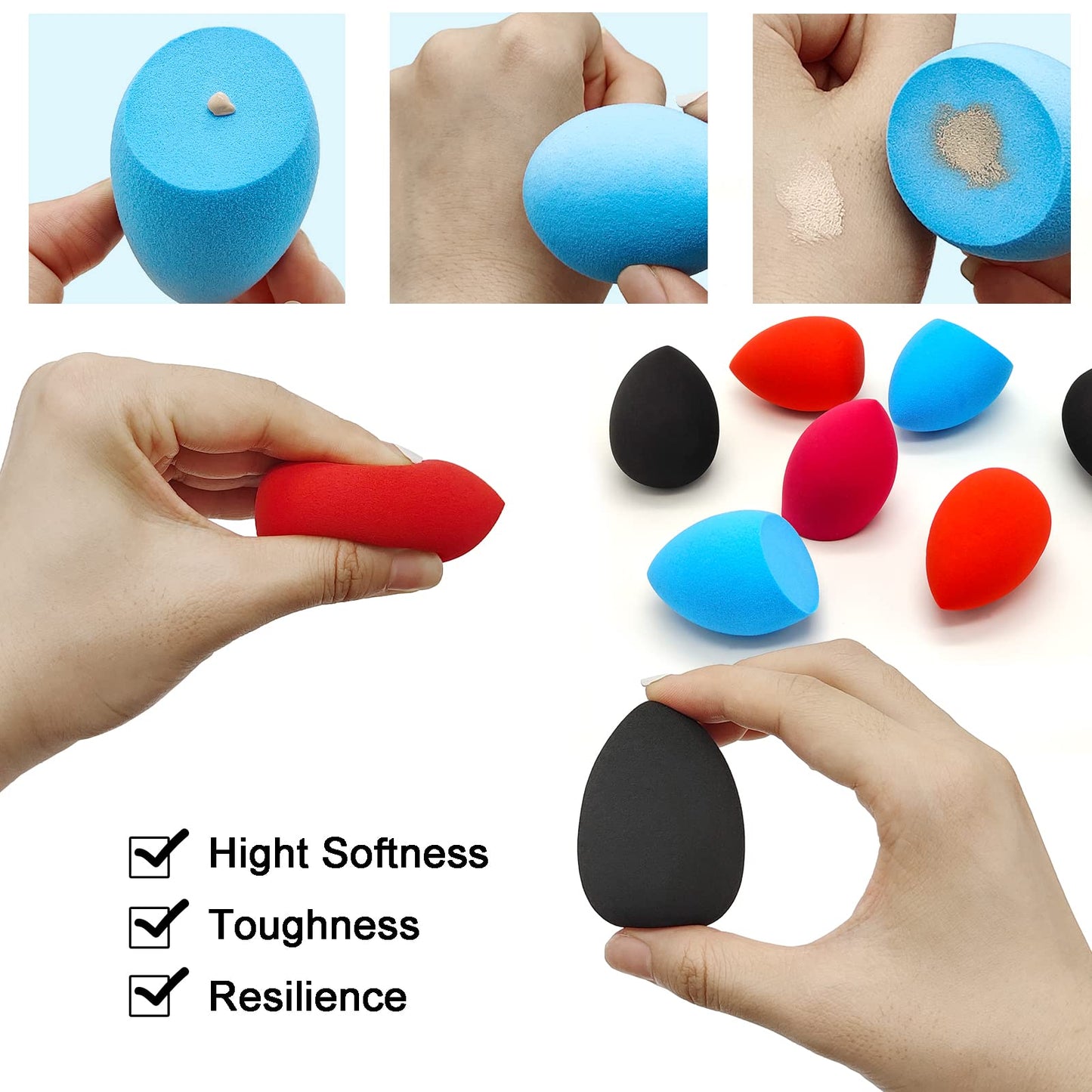 12 Pieces Professional Makeup Sponge Set,Latex Free Flawless Soft Setting Face Puffs,Multicolor Beauty Sponge Blender Cosmetic Applicator for Powder,Liquid,Facial Makeup Tools