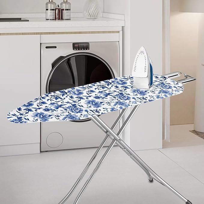 Retro Blue Flower Ironing Board Cover 15x54 Inch