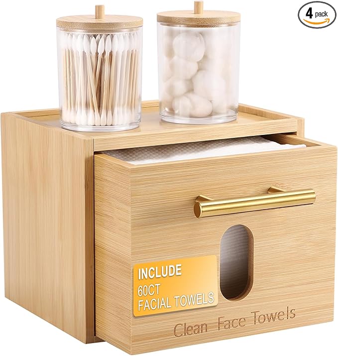 Disposable Face Towel Holder Bamboo Storage Box