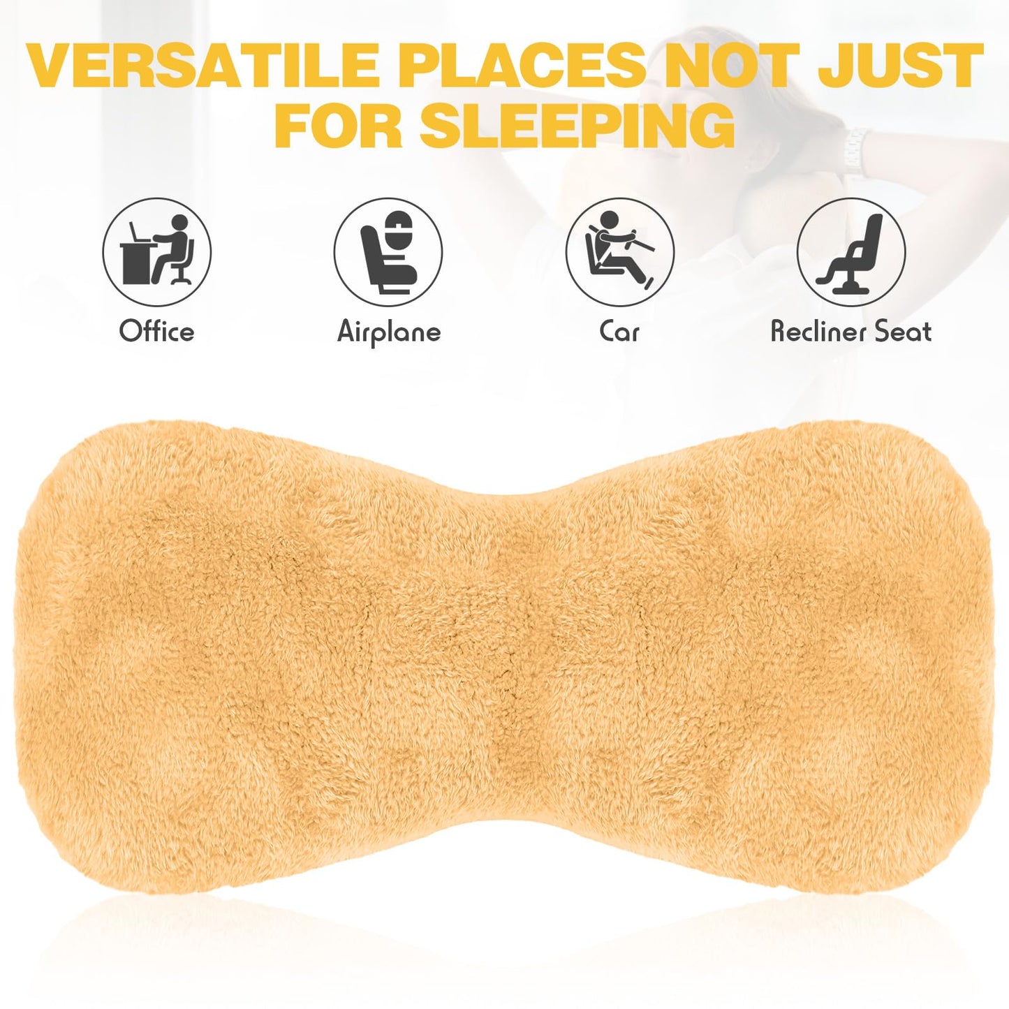 1 Pc Neck Pillow for Recliner Headrest Pillow Bone Shaped Chair Plush with Adjustable Strap Neck Support and Pain Relief Curve Head Cushion for Car Travel Airplane (Grey)