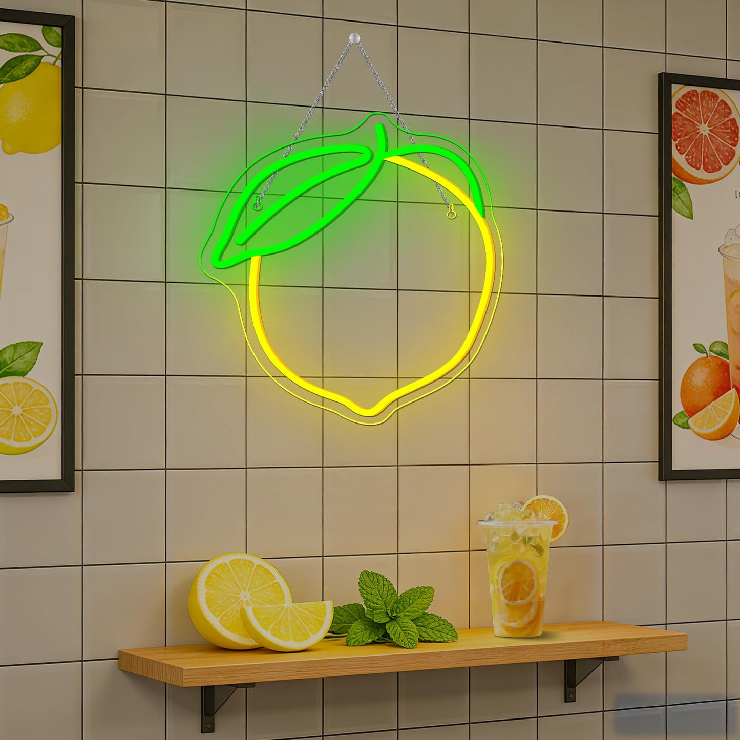 Lemon Neon Sign Lemons Yellow Led Sign Fruit Shape Neon Light for Apartment, Bar, Kids' Room,Bedroom,KTV Pub, Shop Wedding, Celebration (12.6"*11")