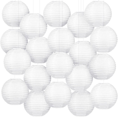 Hortsun 20 Pcs Chinese Japanese Paper Lanterns 3 Inches Decorative Hanging Ball Paper Lanterns Lamps for Wedding Birthday Party Shower Home Decorations(White)