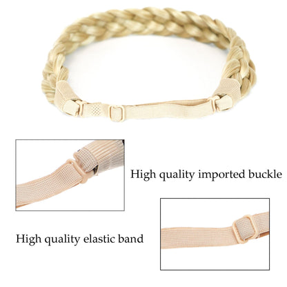 TOECWEGR 5 Strands Synthetic Hair Braided Headband Hairpiece Classic Chunky Wide Plaited Braids ElasticMulti Color Headband Ladies Beauty Hair Accessories