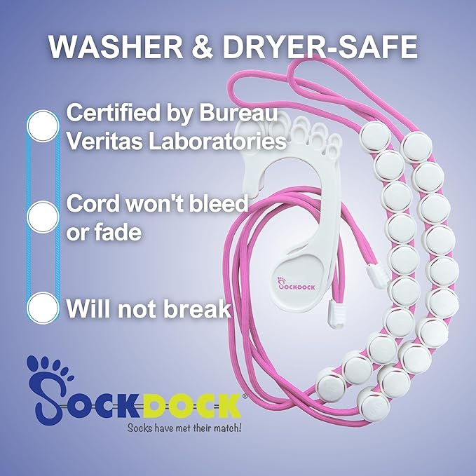 Sock Laundry Solution for Washing Drying & Storing Socks in Pairs, Clip & Hold