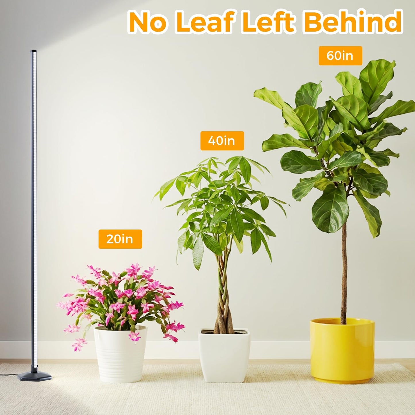 CCACC Standing Grow Light with Timer, 192 LEDs, 65 Inch Full Spectrum Vertical Plant Lamp Bar for Indoor, 3 Light Modes, 10 Level Dimmable Floor Grow Light, Mimic Sunlight to Tall Plants & Flowering