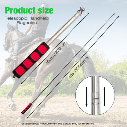 ZUDKSUY Horse Training Flag 2 pcs 48inch Telescopic Flagpoles and 4 pcs 18inch Equestrian Training Flags Portable Equine Nylon Flags Training Stick