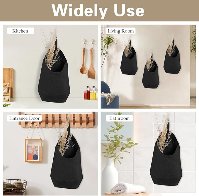 100% Linen Hanging Storage Bags Baskets 2 Pcs, Small Wall Storage Bag