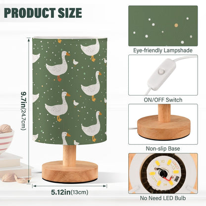 Oarencol Bedside Table Lamp Cute Goose Green Nightstand Lamp with Wood Desk Lamps for Bedroom Living Room Nursery Office Home Decor