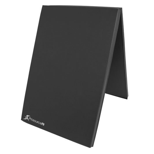 ProsourceFit Bi-Fold Folding Thick Exercise Mat 6’x2’ with Carrying Handles for MMA, Gymnastics Core Workouts, Black