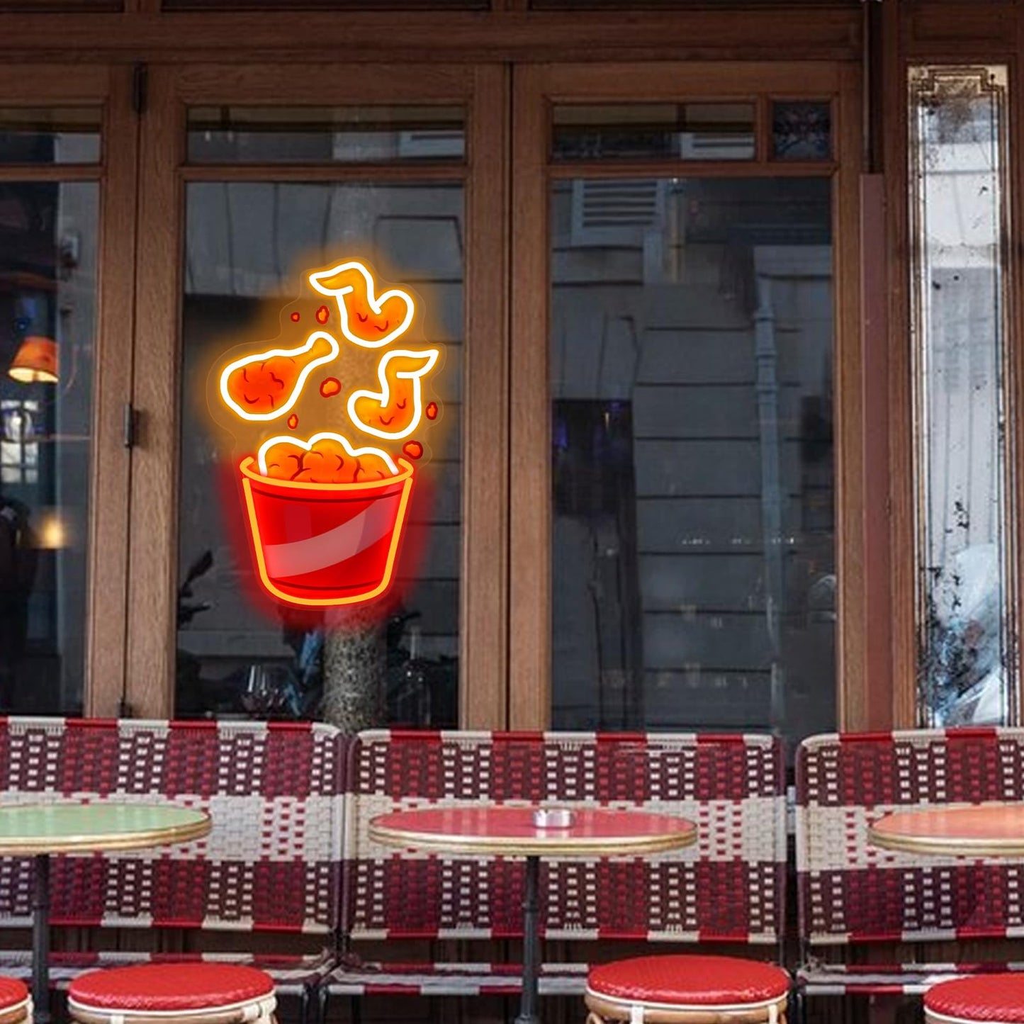 Fried Chicken Neon Sign, Chicken Led Light USB Powered Dimmable LED Sign for Street Food Neon Light, wall light retro, fast food sign, decor bar, fried chicken sign, Food Signs for Buffet