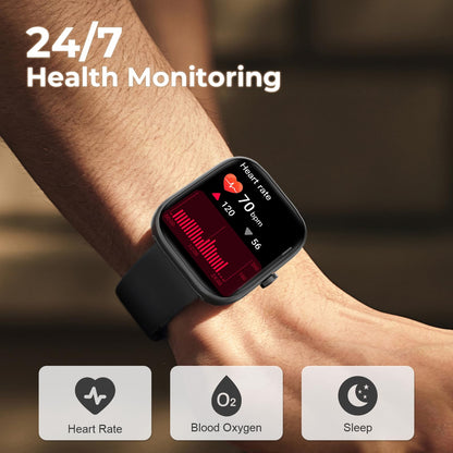 Smart Watch for Men Women, 1.83" HD Touchscreen Fitness Watch with Bluetooth Call&Message Notifications, 110+Sport Modes, 24/7 Heart Rate/Sleep Monitor, IP68 Waterproof Fitness Tracker, Grey Black