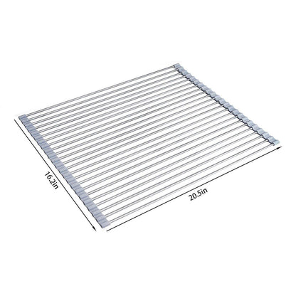 Ahyuan Roll up Dish Drying Rack Over The Sink Kitchen Roll up Sink Drying Rack Portable Dish Drainer Foldable Dish Drying Rack (Warm Gray, 17.8''X17'')