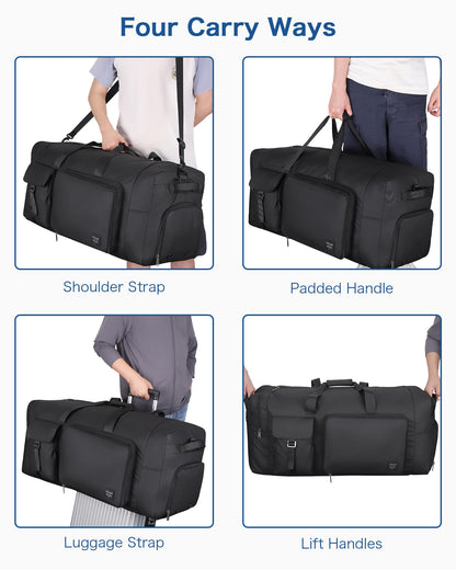 120L Travel Duffle Bag for Men and Women, Urtala 34” Large Duffle Bag for Traveling with Shoes Compartment, Foldable Travel Duffel Bags, Waterproof and Tear Resistant