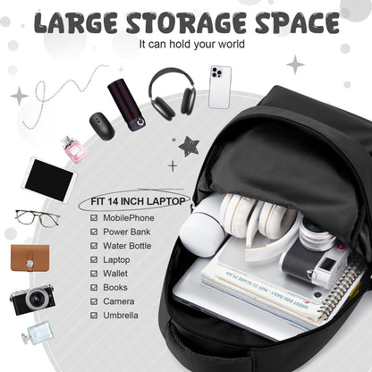 HYC00 Laptop Backpack for Women School Backpack Lightweight School Bags for Teen Girls Travel Work Rucksack Bag for Women College Bookbag 15.6 Inch Laptop Rucksack Casual Daypack Work Bag,Black