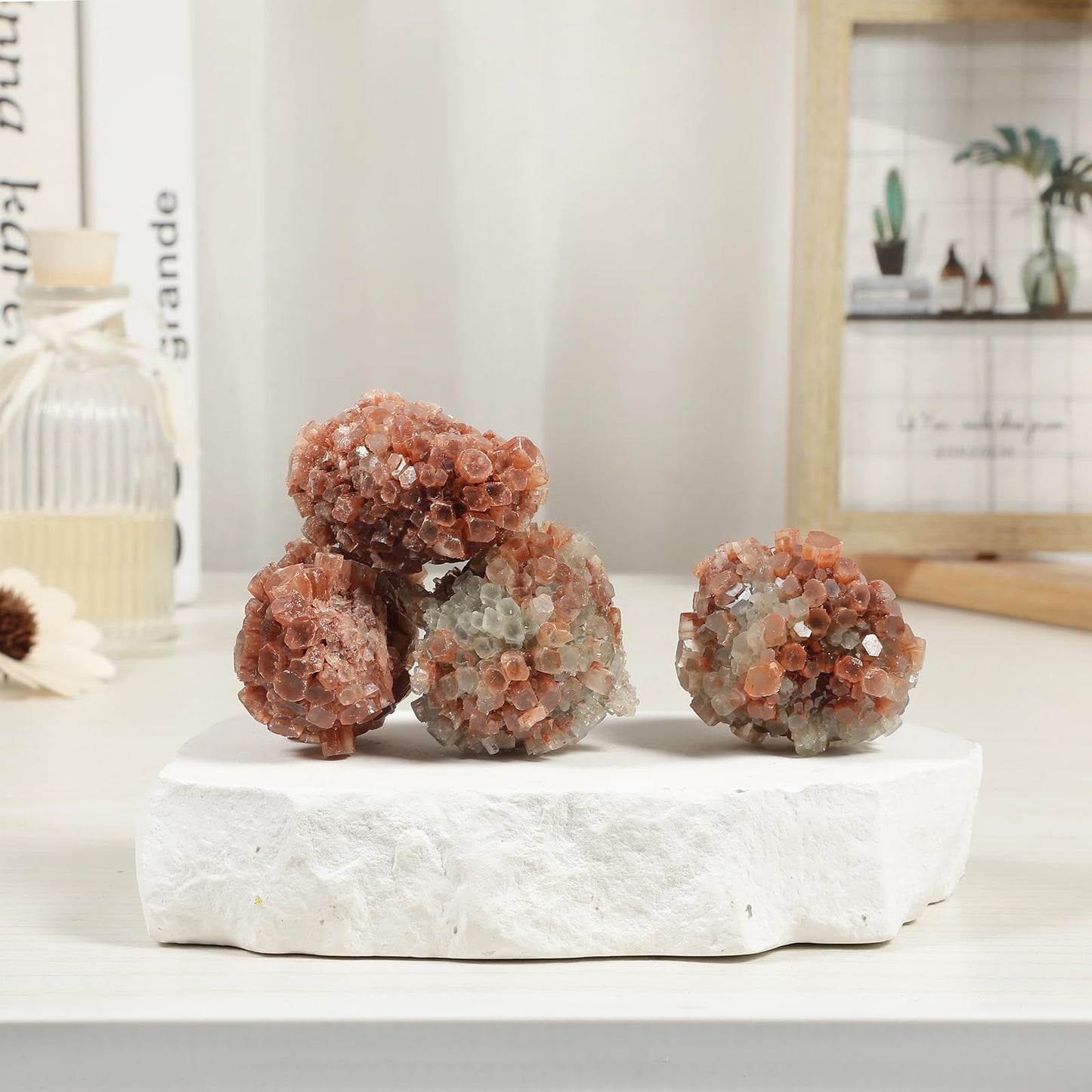 SUNYIK 61-135g Natural Raw Aragonite Crystal Cluster, Irregular Aragonite Calcite Quartz Gedeo Home Office Decor Mineral Specimen for Reiki Healing Meditation Altar Collection