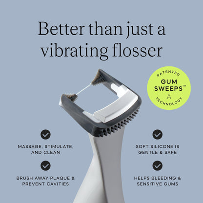Slate Electric Flosser - Starter Set | 3-in-1 Dentist-Invented with Reusable Floss Heads, Gum Brushes & Tongue Scraper | More Effective Than String or Water Floss