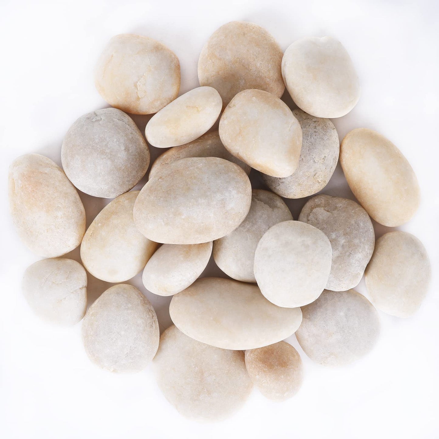 Ausluru 11LB Stones Pebbles River Rocks, 100% Natural Hand-Picked Premium Decorative Pebbles, Ideal for Garden Landscaping, Home Decor, Aquariums, Painting, Crafting and Gifts, Cream White