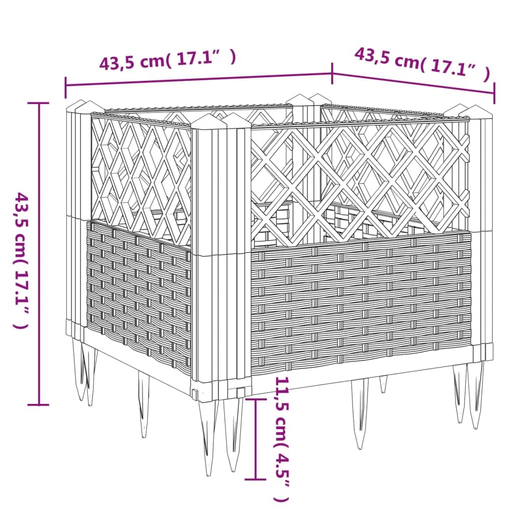 Teenpull Garden Planter Box for Plants, Raised Elevated Planter Boxes with Pegs, Large Outdoor Gardening Pots, Square Brown