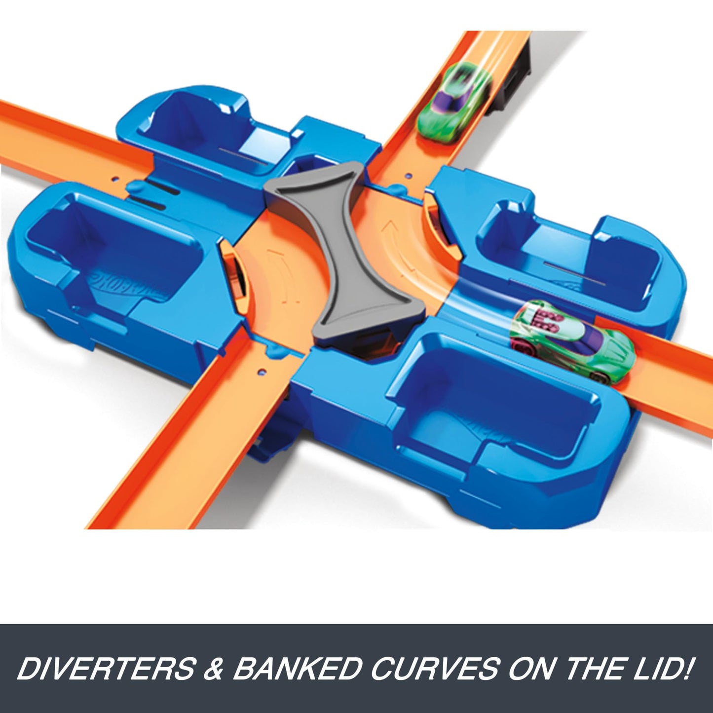 Hot Wheels Track Builder Deluxe Stunt Box, Over 5 metres Track Builder System, Head-to-Head Stunt Tracks with Dual Launchers, Includes 2 Toy Cars, Toys for Ages 6 Years and Up, One Pack, ‎GGP93