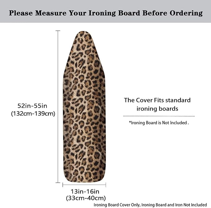 Leopard Print Ironing Board Cover Heavy Duty Thick Padding Scorch Resistant