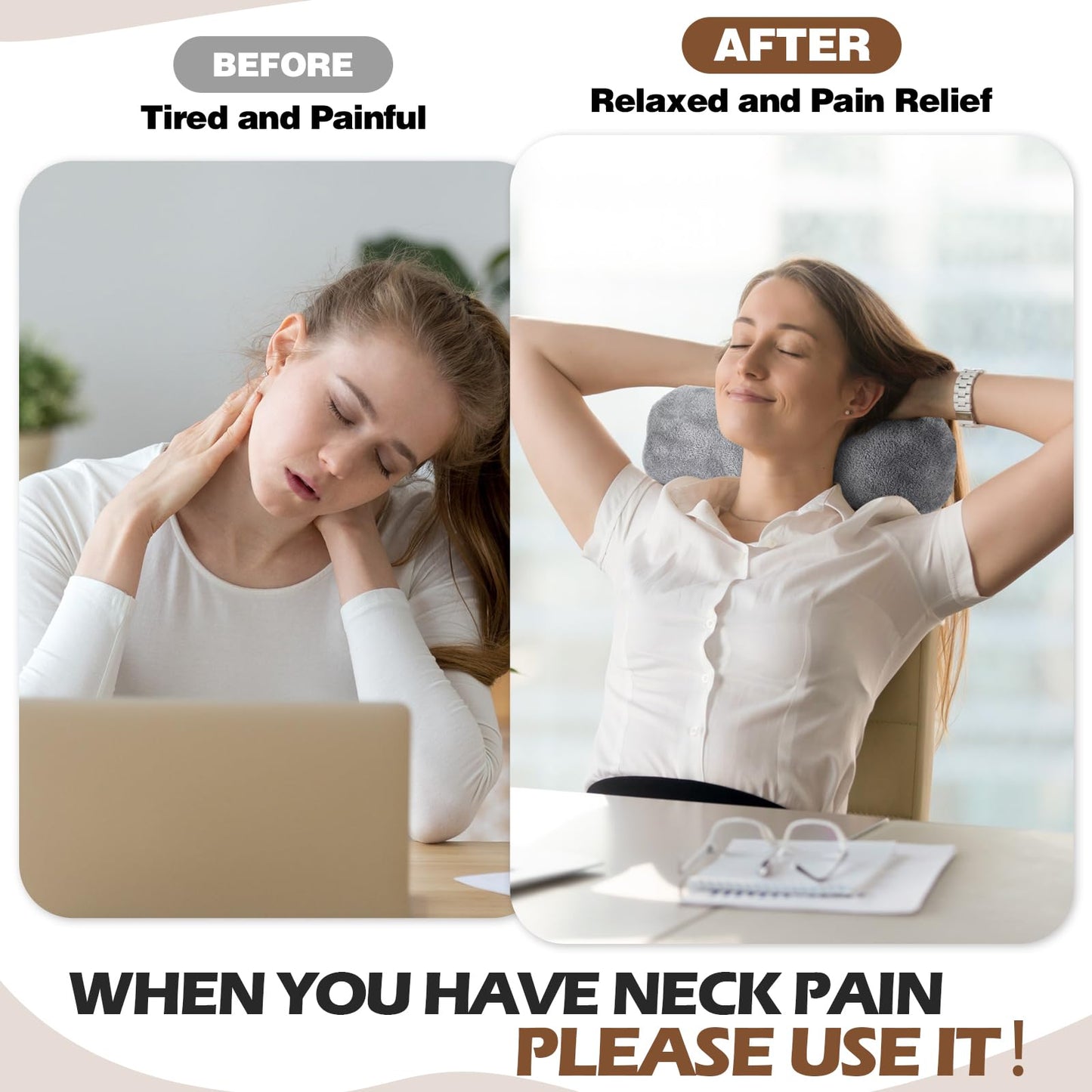 1 Pc Neck Pillow for Recliner Headrest Pillow Bone Shaped Chair Plush with Adjustable Strap Neck Support and Pain Relief Curve Head Cushion for Car Travel Airplane (Grey)