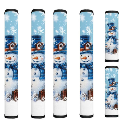 HUISEFOR Christmas Refrigerator Door Handle Covers Blue Snowman Fridge Door Handle Covers Set of 6 Oven Microwave Dishwasher Antiskid Protector Xmas Kitchen Decor